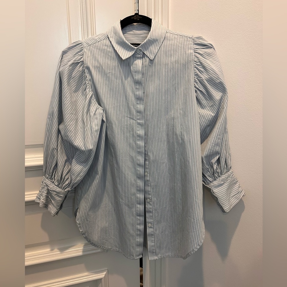 Something Navy Women’s Button-Down Pinstriped Str… - image 4